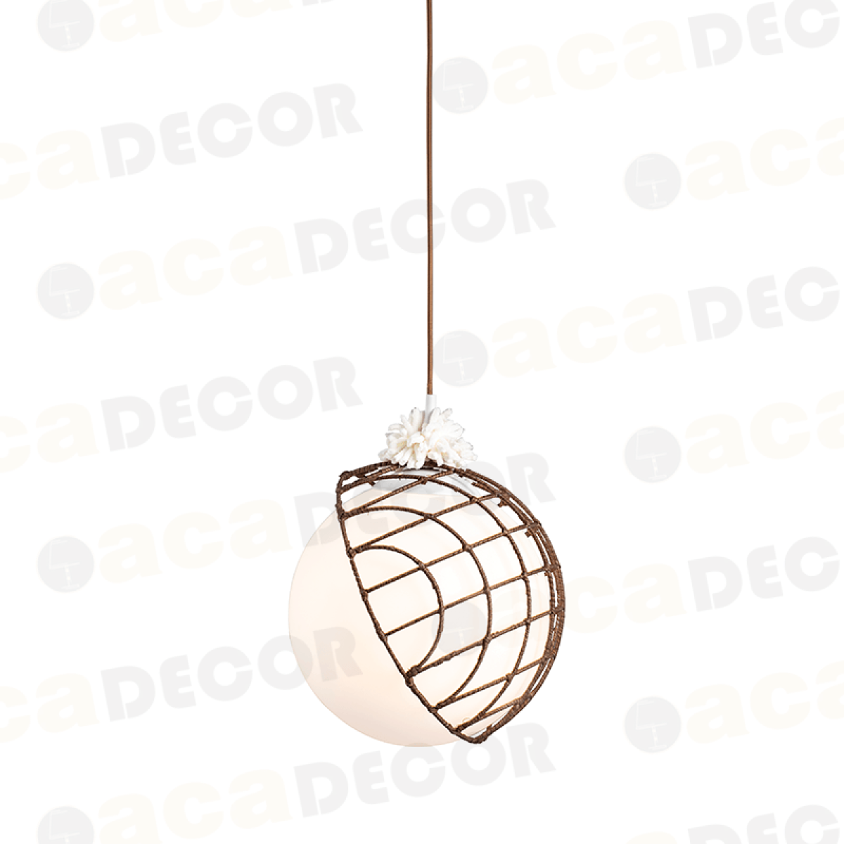 ACA ΚΡΕΜΑΣΤΟ Φ/Σ 1ΧΕ27 RATTAN+ΛΕΥΚΟ ΓΥΑΛΙ D33XH120CM AURORA