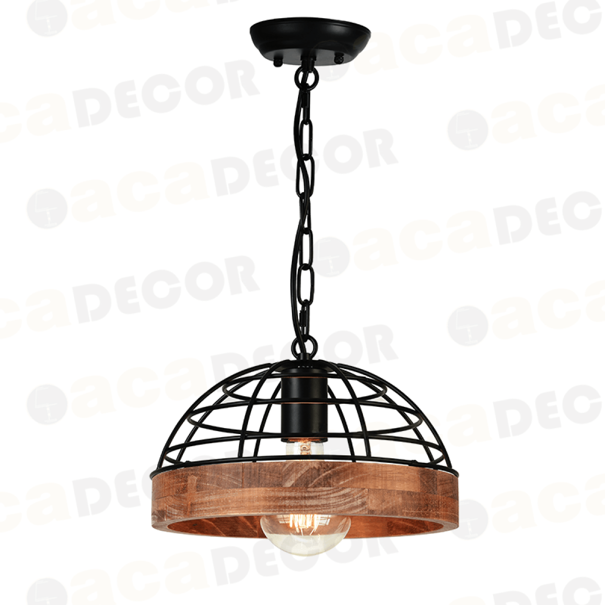 ACA ΚΡΕΜΑΣΤΟ Φ/Σ 1ΧΕ27 ΞΥΛΟ+ΜΑΥΡΟ ΜΕΤΑΛΛΟ D26XH120CM TESLA