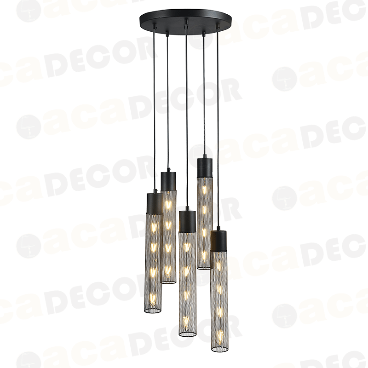 ACA ΚΡΕΜΑΣΤΟ Φ/Σ 5ΧΕ27 ΜΑΥΡΟ ΜΕΤΑΛΛΙΚΟ D35XH120CM ALCATRAZ
