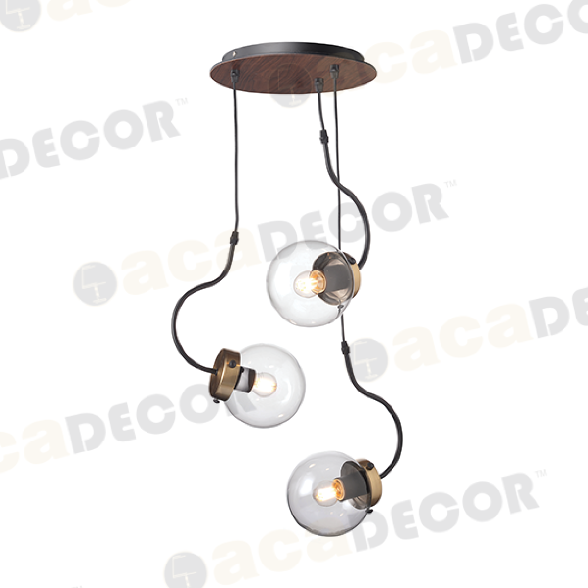 ACA ΚΡΕΜΑΣΤΟ Φ/Σ 3ΧΕ27 ΓΥΑΛΙ+ΜΕΤΑΛΛΟ+MDF Φ35ΧΗ100CM PUEBLOS