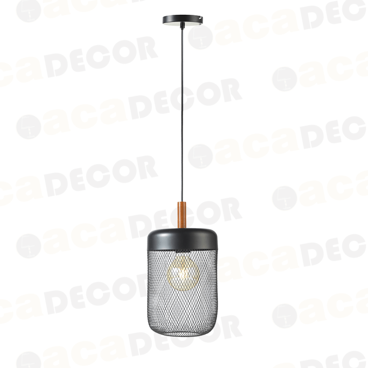 ACA ΚΡΕΜΑΣΤΟ Φ/Σ 1ΧΕ27 ΜΑΥΡΟ ΜΕΤΑΛΛΙΚΟ+ΞΥΛΟ D20XH154CM PAROT