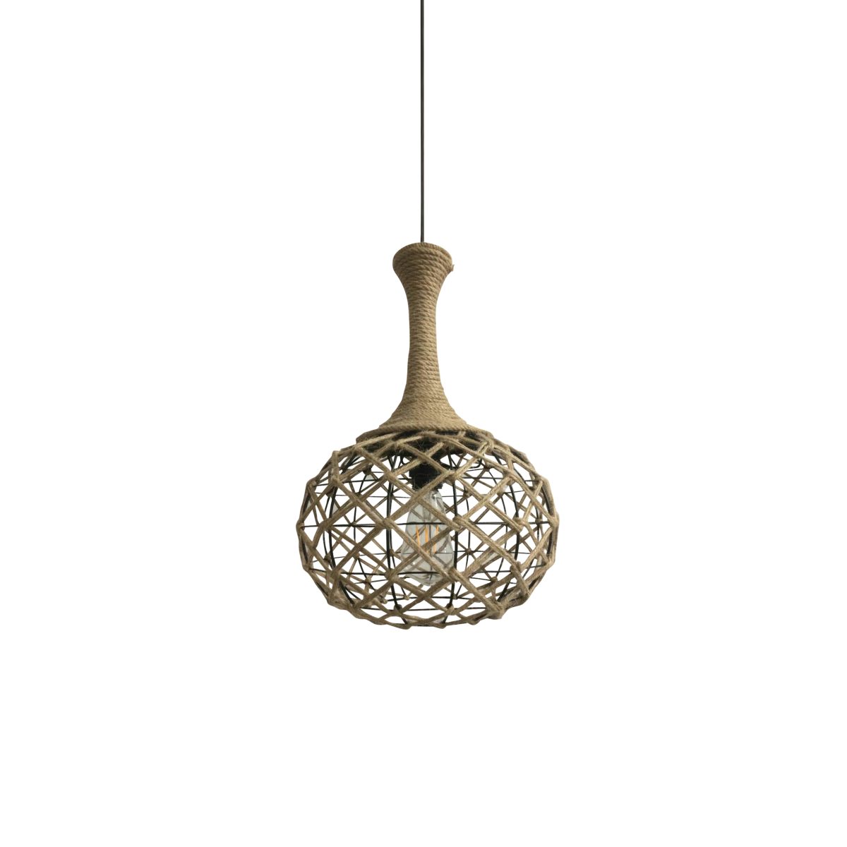 Home Lighting HM7 REP PENDANT LAMP BLACK METAL & ROPE Z3