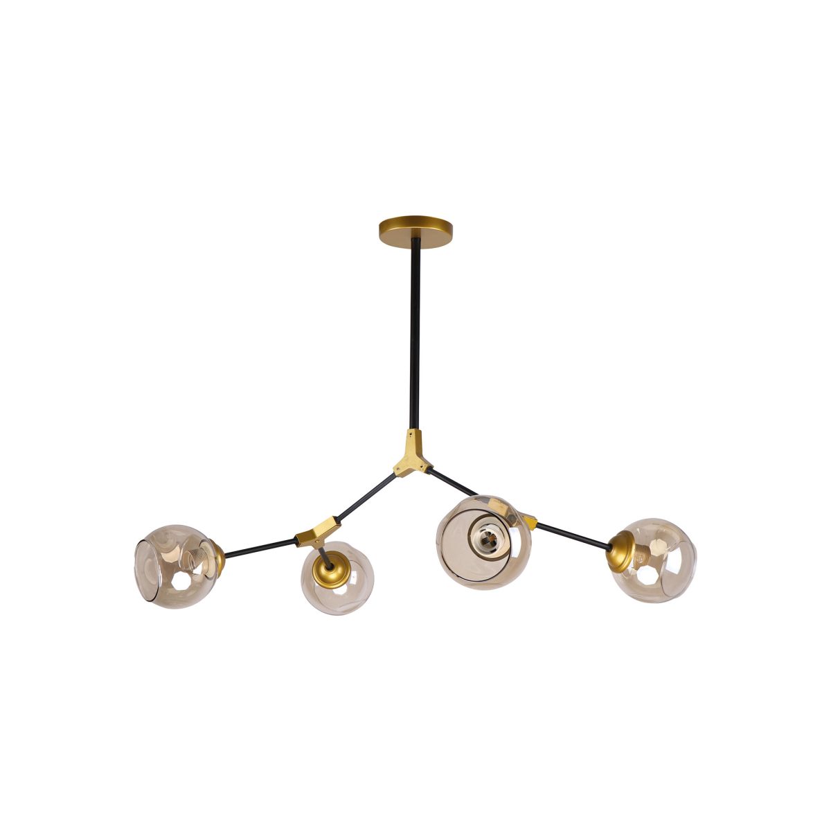 Home Lighting KQ 51454/4 CONELLY BLACK, BRASS AND HONEY PENDANT Ζ3