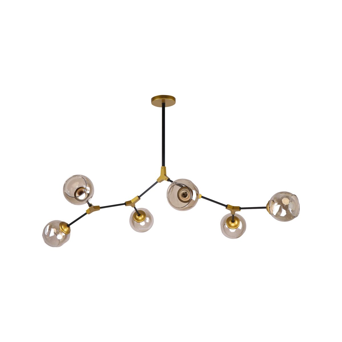 Home Lighting KQ 51454/6 CONELLY BLACK, BRASS AND HONEY PENDANT Ζ3