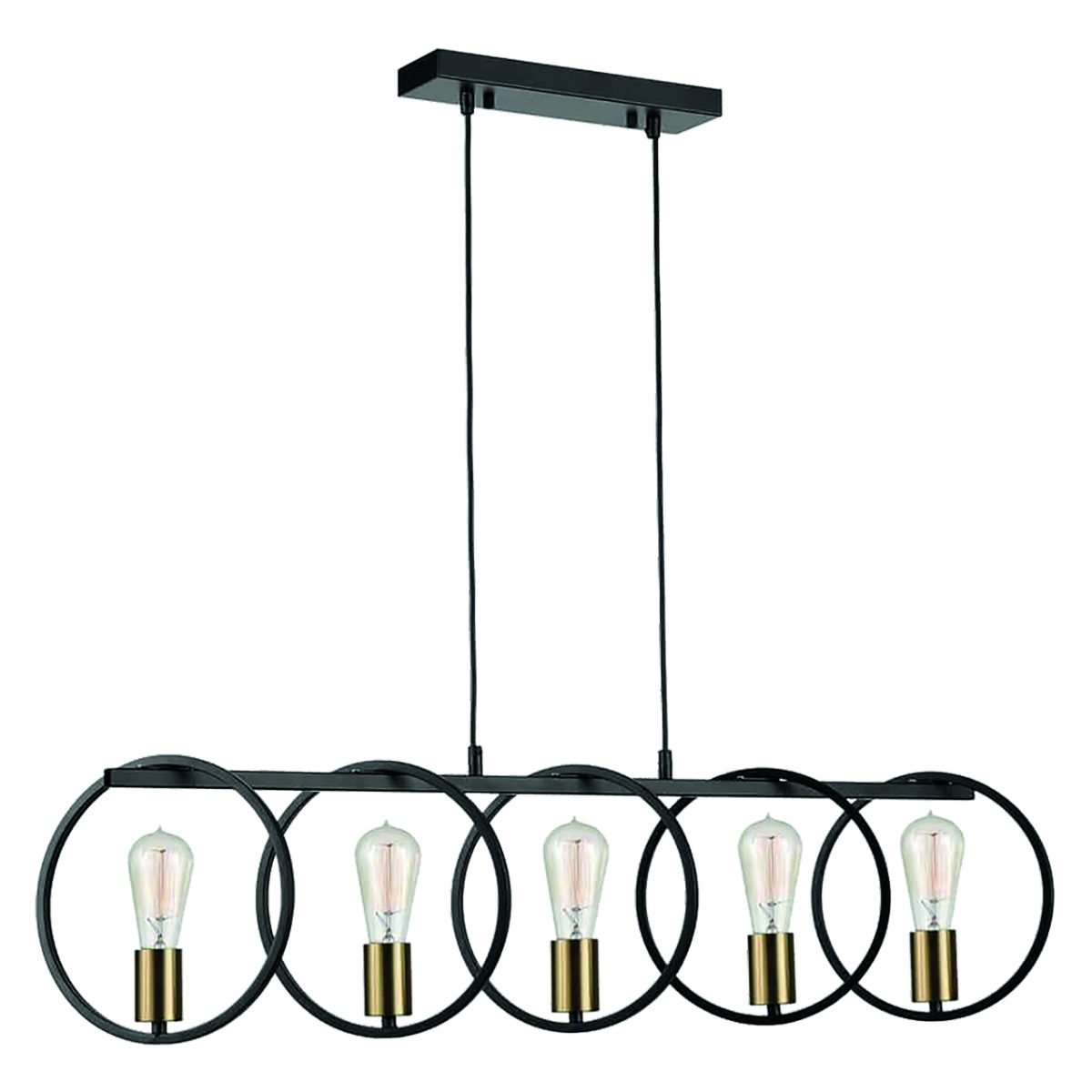 Home Lighting KQ 9016-5 HOOP PENDANT BLACK & BRUSHED BRASS Γ4