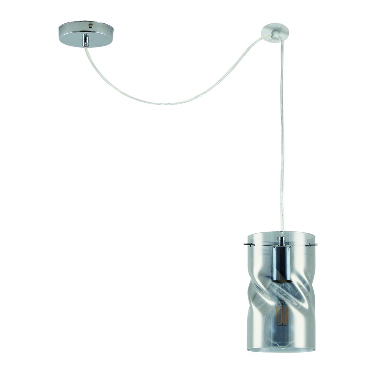 Home Lighting KQ S0616-1 TWIST SMOKEY PENDANT GLASS Γ3