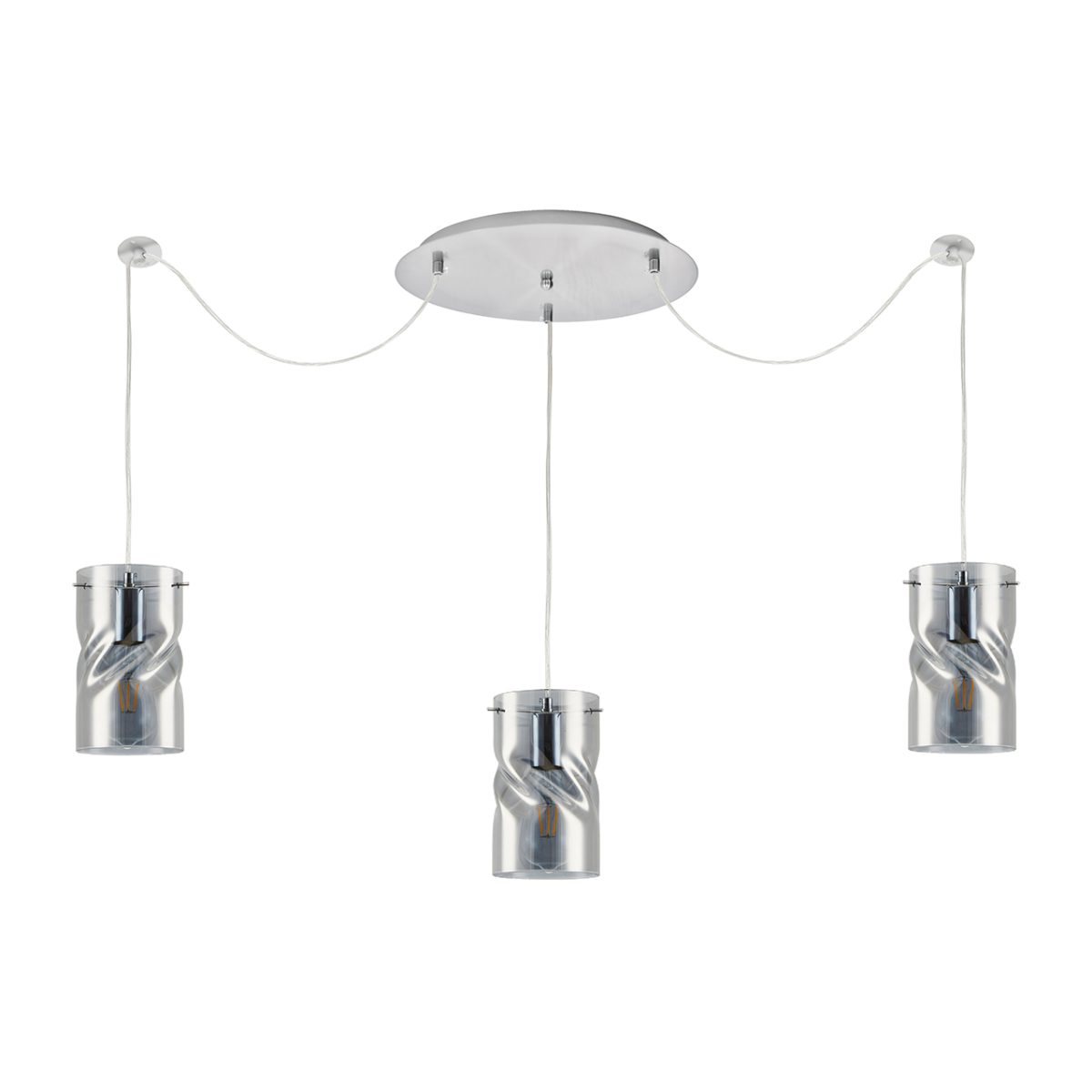 Home Lighting KQ S0616-3 TWIST SMOKEY PENDANT GLASS+
