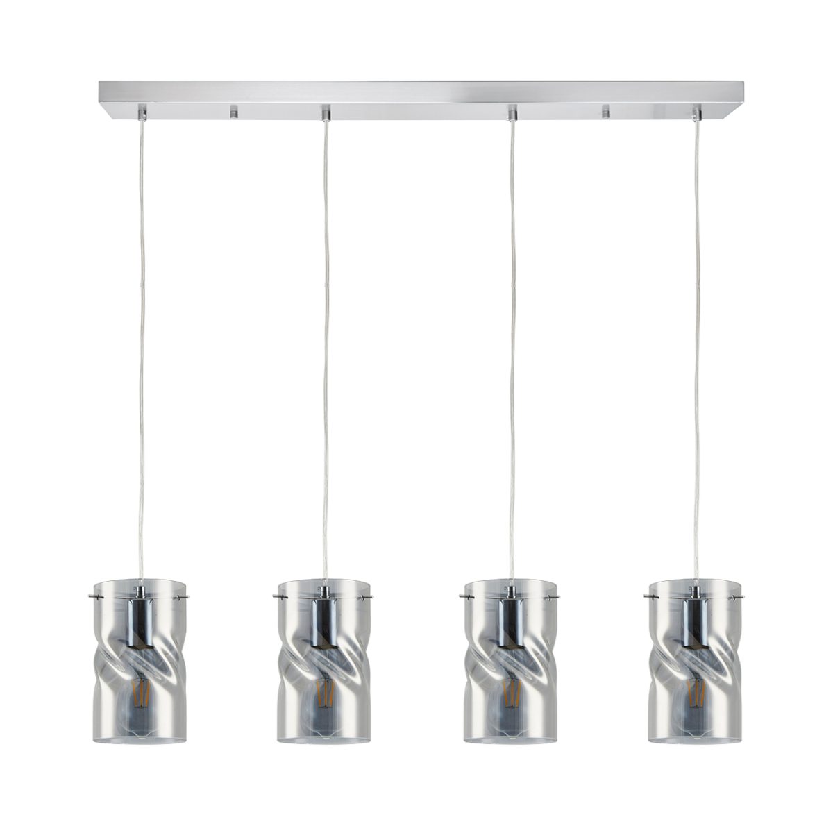 Home Lighting KQ S0616-4 TWIST SMOKEY PENDANT GLASS+