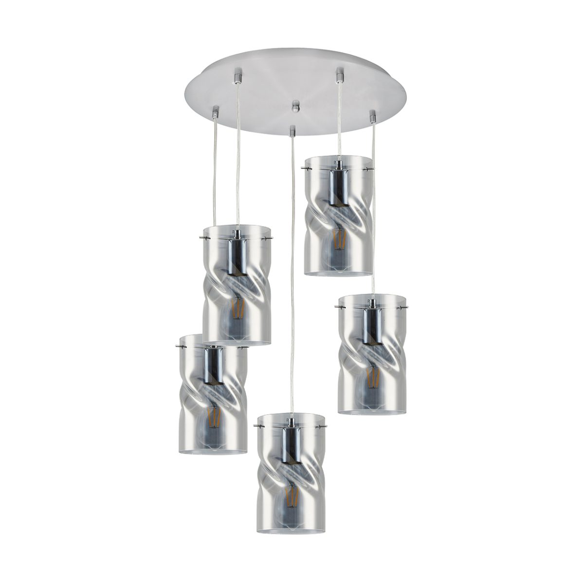 Home Lighting KQ S0616-5 TWIST SMOKEY PENDANT GLASS+