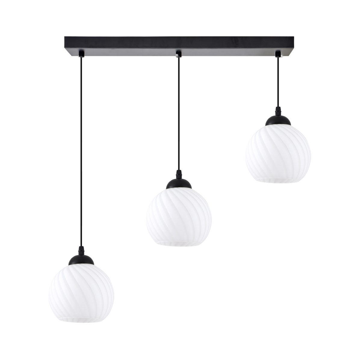 Home Lighting KQ 8865-3 SWIRL BLACK PENDANT WITH WHITE GLASSES Ε3