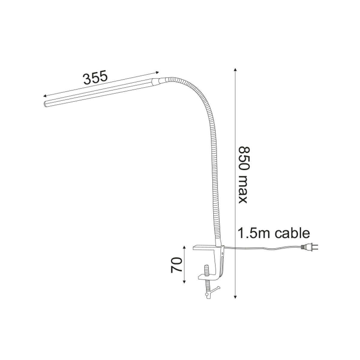 ACA LED ΓΡΑΦΕΙΟΥ 5W 4000Κ ΑΦΗΣ ΜΑΥΡΟ+ΣΠΙΡΑΛ+ΣΦΙΓΚΤΗΡ 230VΗ85,5CM DELGADO - Image 3