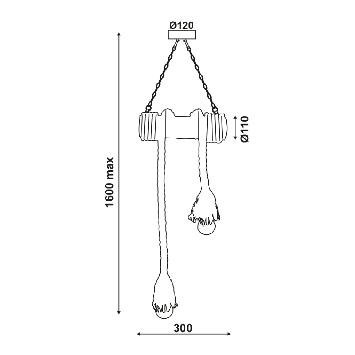 ACA ΚΡΕΜΑΣΤΟ Φ/Σ 2ΧΕ27 BAMBOO+ΣΧΟΙΝΙ 11Χ30ΧΗ160CM max. MERLIN - Image 2