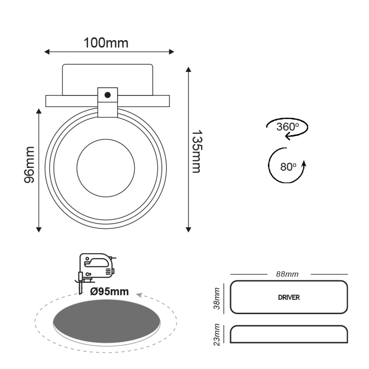 ACA ΣΠΟΤ ΧΩΝ. ΛΕΥΚΟΜΑΤ 10W COBEPISTARLED 2.700K 700LM 0-359 0-80 - Image 3
