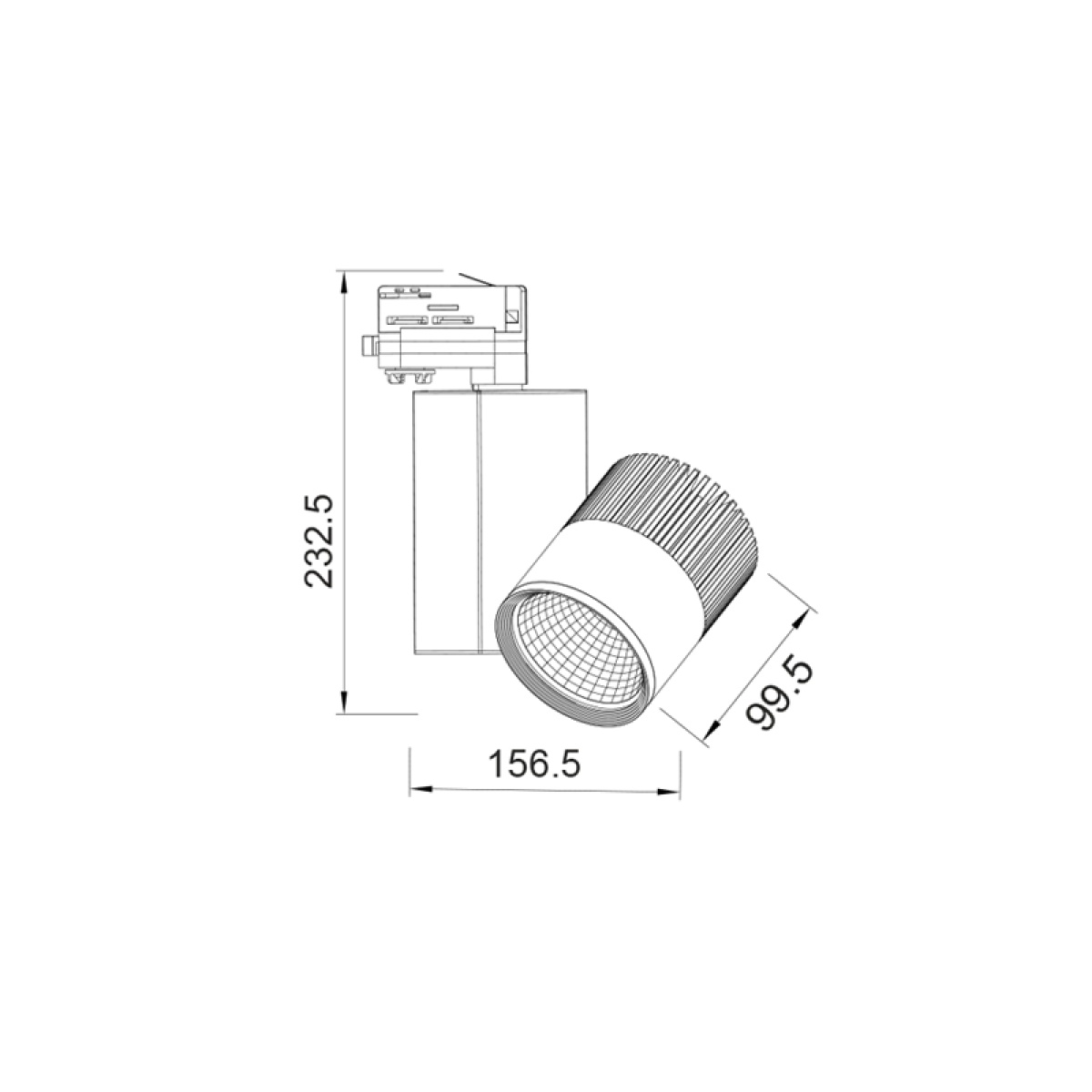 ACA WHITE LED TRACK LIGHT 30W 4000K 4WIRES 36° 2250LM 230V Ra80 - Image 2