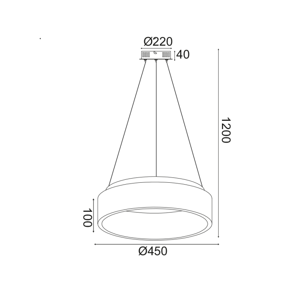 ACA ΚΡΕΜΑΣΤΟ Φ/Σ LED 34W 3000K 1700LM ΜΑΥΡΟ ΜΕΤΑΛΛΙΚΟ D45XH120CM APOLLO - Image 2