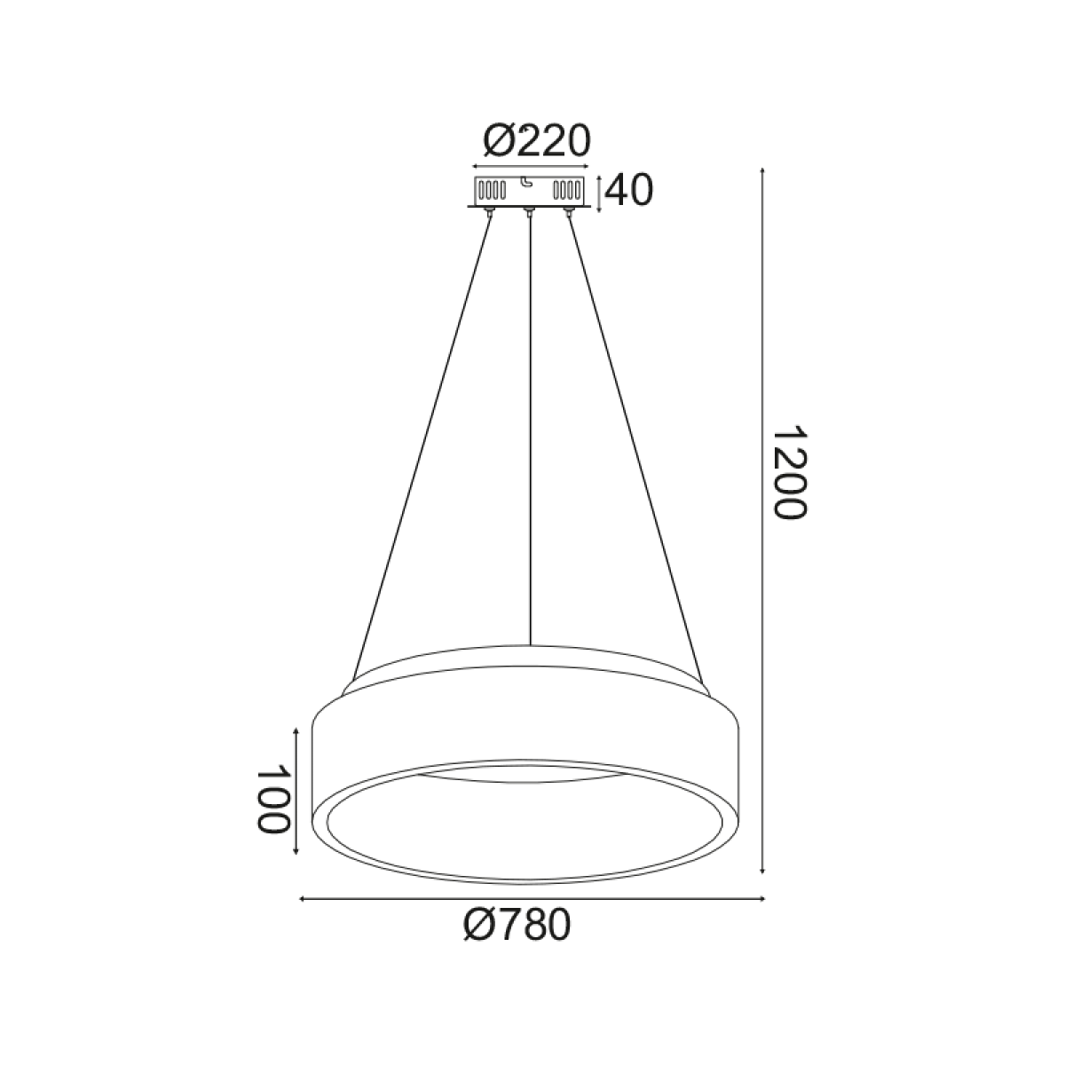 ACA ΚΡΕΜΑΣΤΟ Φ/Σ LED 80W 3000K 4100LM ΜΑΥΡΟ ΜΕΤΑΛΛΙΚΟ D78XH120CM APOLLO - Image 2