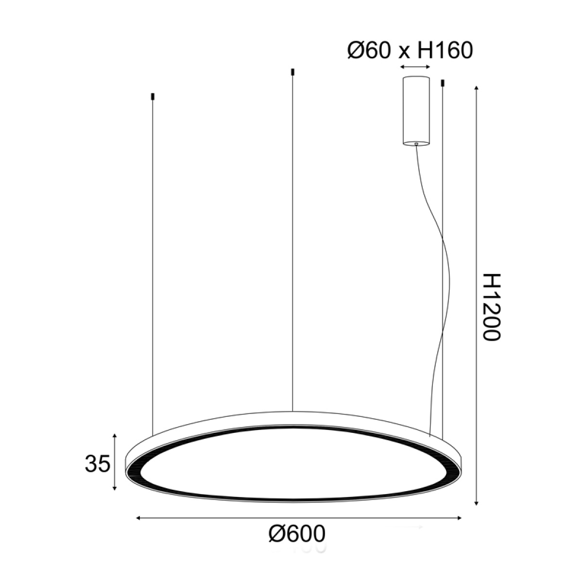 ACA ΚΡΕΜΑΣΤΟ Φ/Σ LED 54W 3000K 4000LM HARMONY ΧΡΥΣΟ ΑΛΟΥΜΙΝΙΟ IP20 D60XH120CM - Image 2