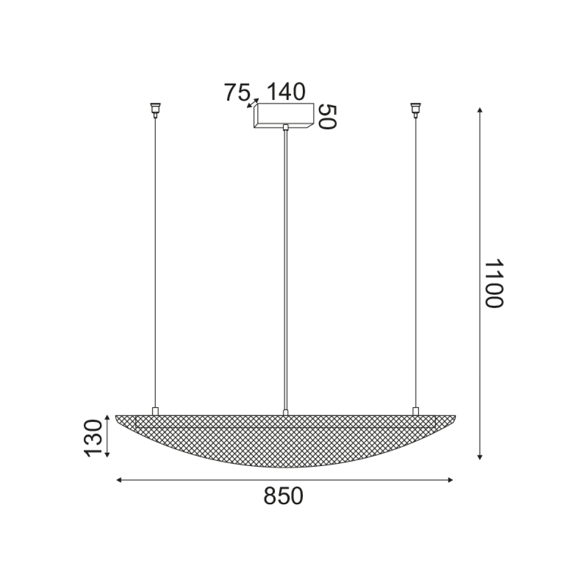ACA  ΚΡΕΜΑΣΤΟ Φ/Σ LED 18W 3000K 1960LM ΜΕΤ/ΚΟ ΜΑΥΡΟ 40X85XH110CM MICHELLE - Image 2
