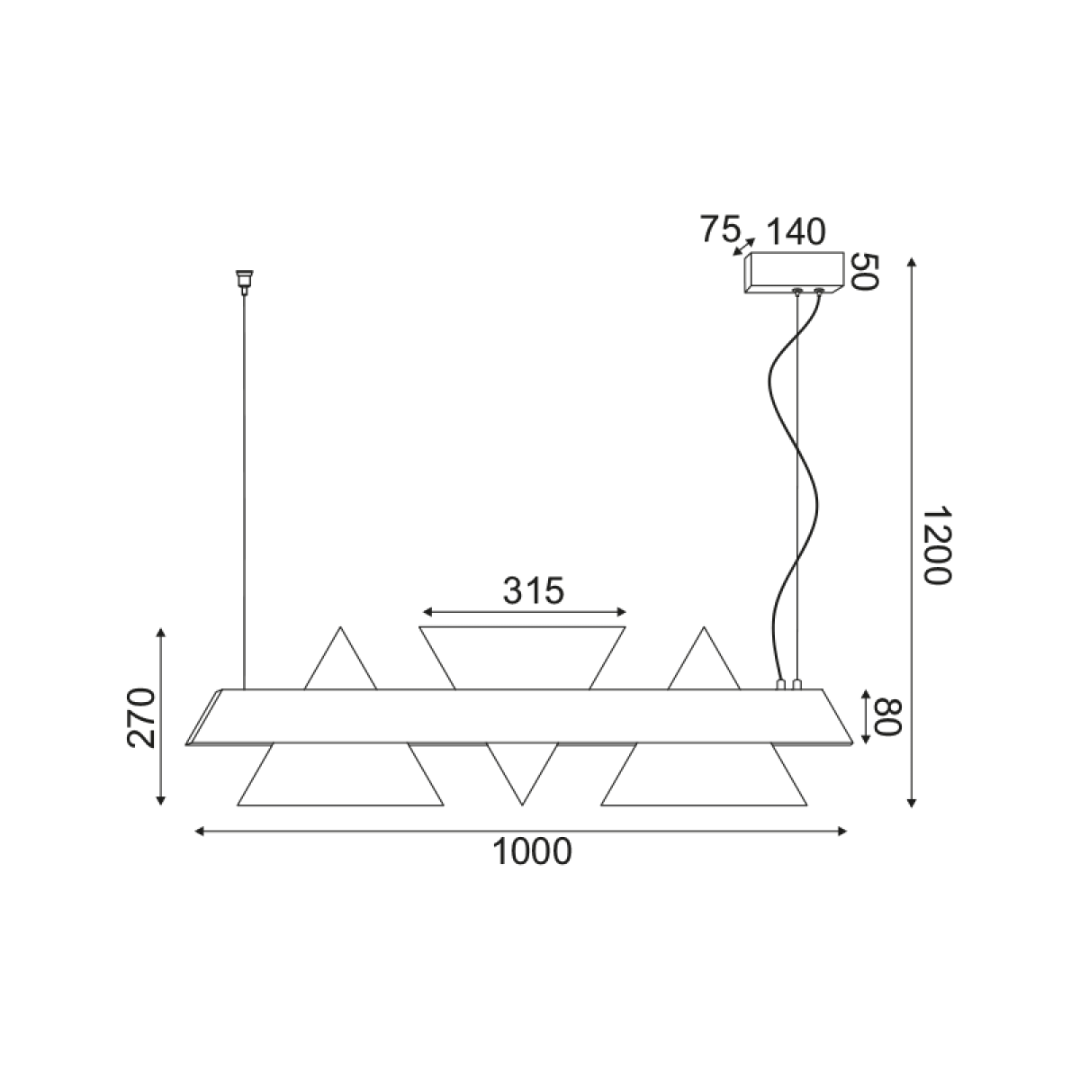 ACA  ΚΡΕΜΑΣΤΟ Φ/Σ LED 18W 3000K 1960LM ΜΕΤ/ΚΟ ΜΑΥΡΟ+ΑΚΡΥΛΙΚΟ 7,5X100XH120CM ARMSTRONG - Image 2