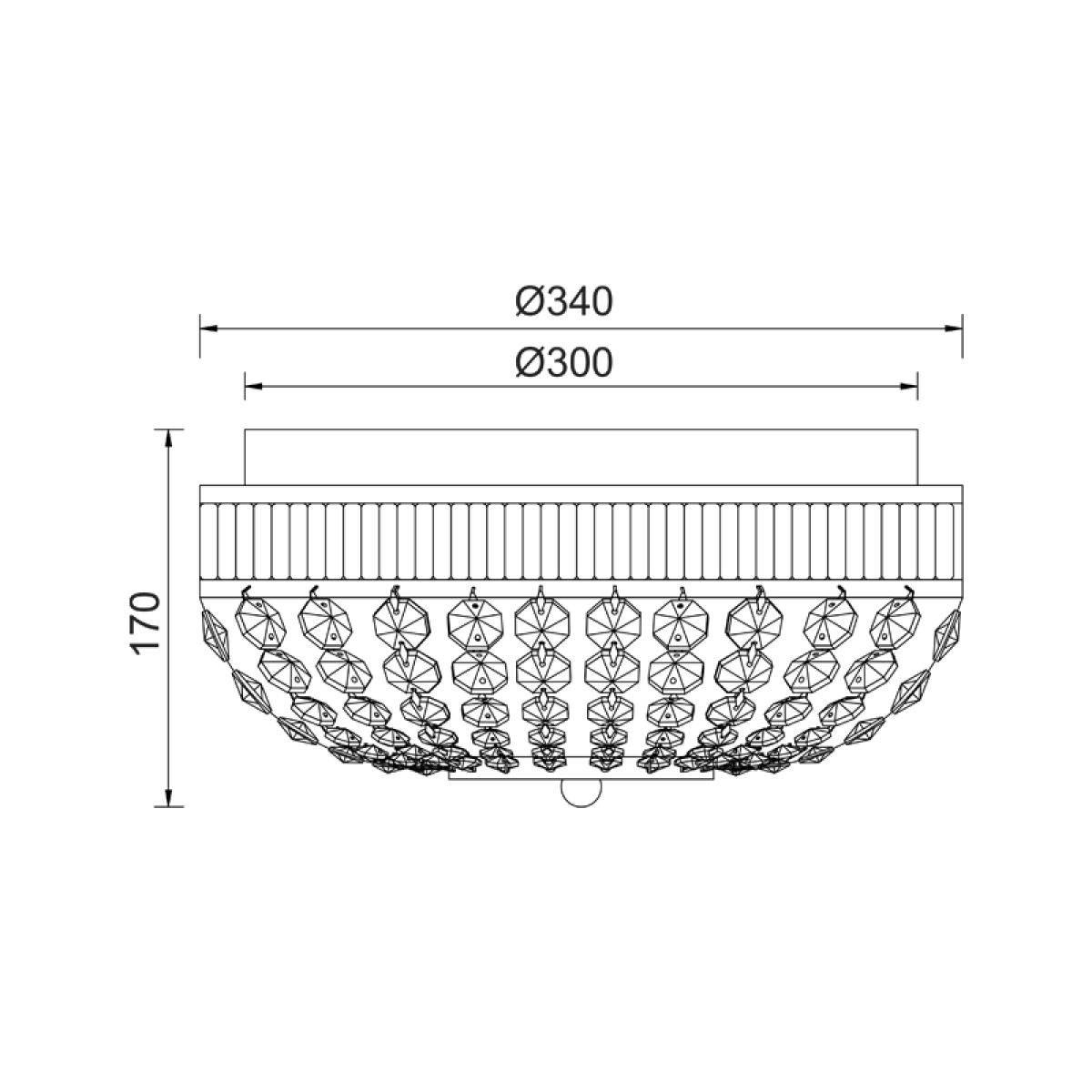 ACA ΟΡΟΦΗΣ Φ/Σ 3ΧΕ14 ΚΡΥΣΤΑΛΛΟ+ΝΙΚΕΛ Φ34ΧΗ17CM ROSE - Image 2