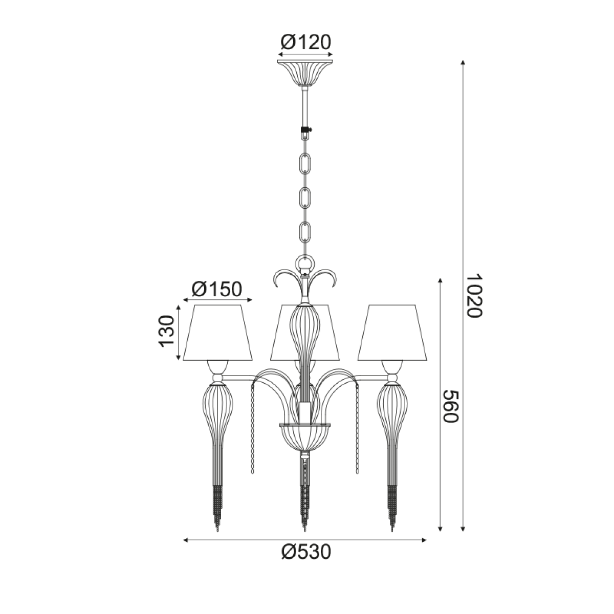 ACA   ΚΡΕΜ Φ/Σ 3ΧΕ14 ΜΕΤΑΛ ΜΑΥΡ+ΑΜΠΑΖ+ΓΥΑΛ+ΑΛΥΣ CHROME Φ53ΧΗ102CM PALERMO - Image 2