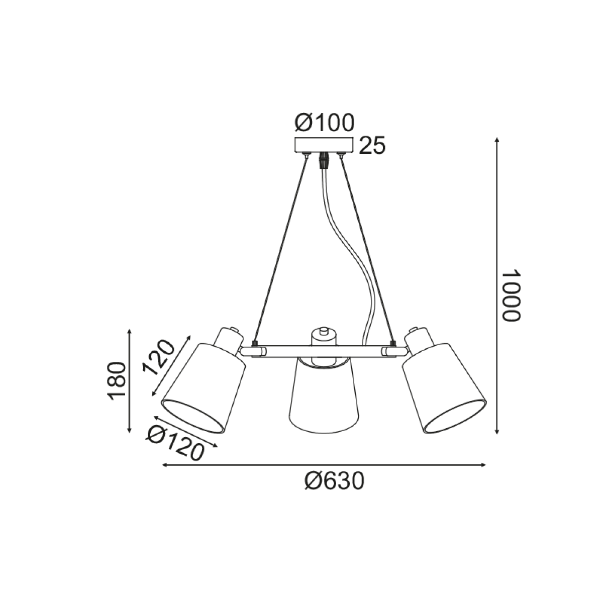 ACA ΚΡΕΜΑΣΤΟ Φ/Σ 3ΧΕ14 ΛΕΥΚΟ ΜΕΤ/ΚΟ+ΑΜΠΑΖΟΥΡ D63XH100CM NORMA - Image 2