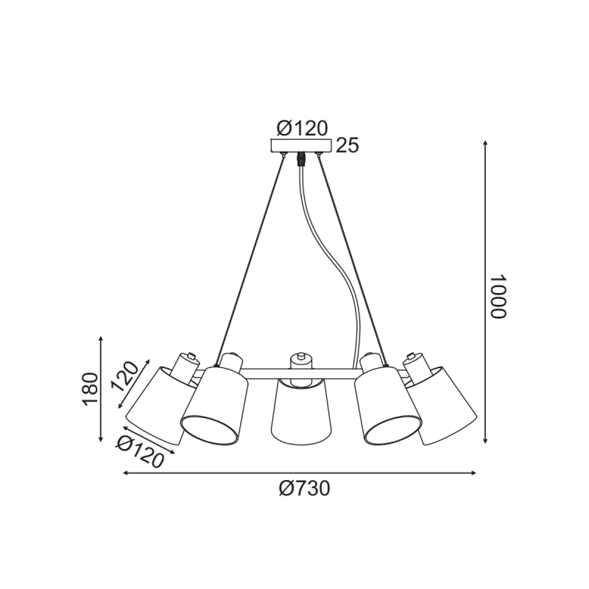 ACA ΚΡΕΜΑΣΤΟ Φ/Σ 5ΧΕ14 ΜΑΥΡΟ ΜΕΤ/ΚΟ+ ΑΜΠΑΖΟΥΡ D73XH100CM NORMA - Image 2