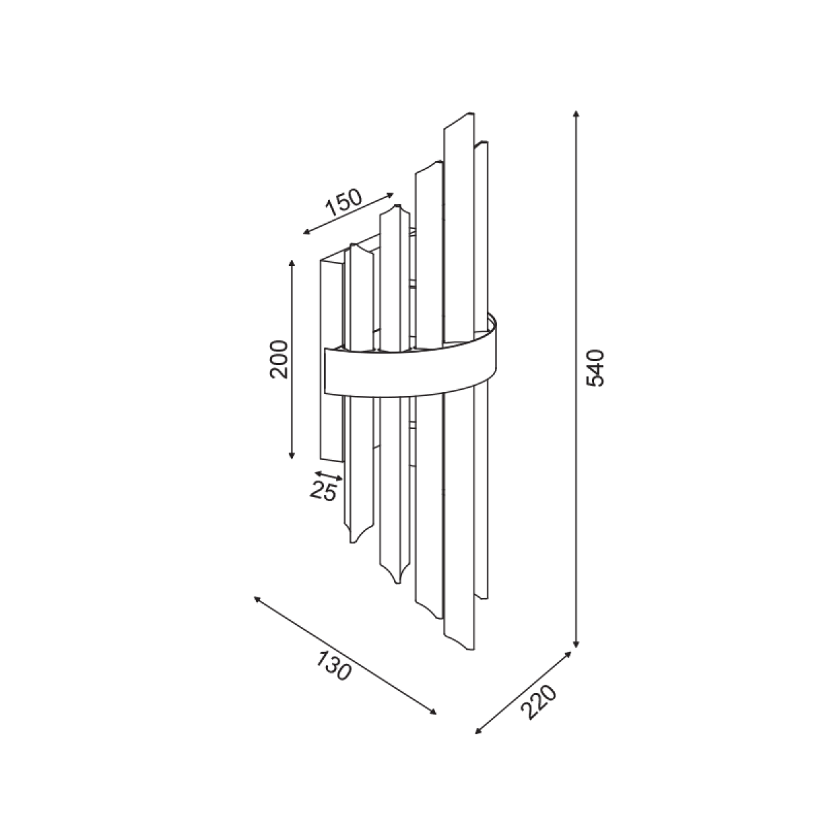 ACA ΕΠΙΤΟΙΧΟ Φ/Σ 2XE14 ΚΡΥΣΤΑΛΛΟ + ΧΡΥΣΟ ΜΕΤ/ΚΟ 22X13X54CM EMPIRE - Image 2