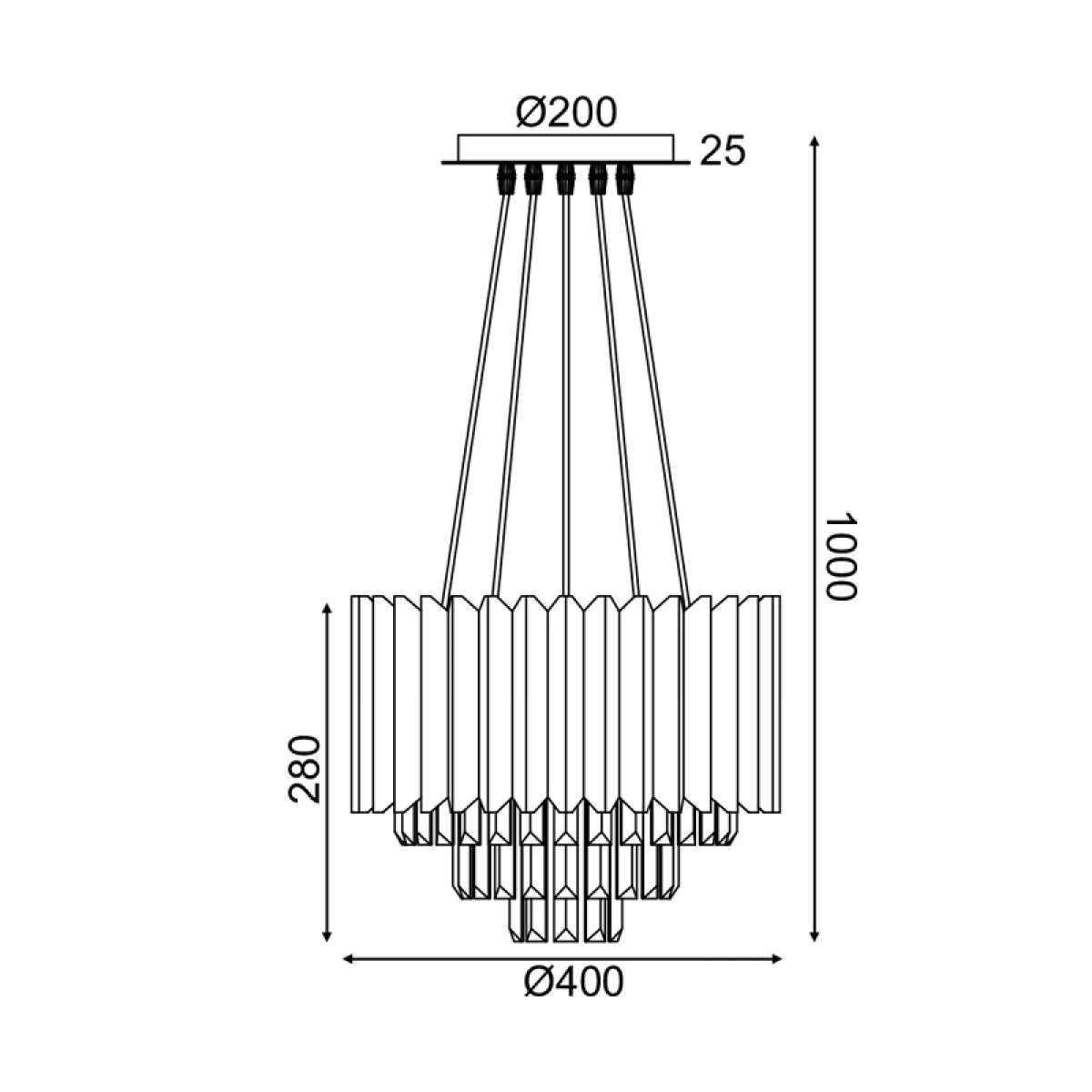 ACA ΚΡΕΜΑΣΤΟ Φ/Σ 5XE14 ΚΡΥΣΤΑΛΛΟ + ΧΡΥΣΟ ΜΕΤ/ΚΟ D40XH100CM EMPIRE - Image 2