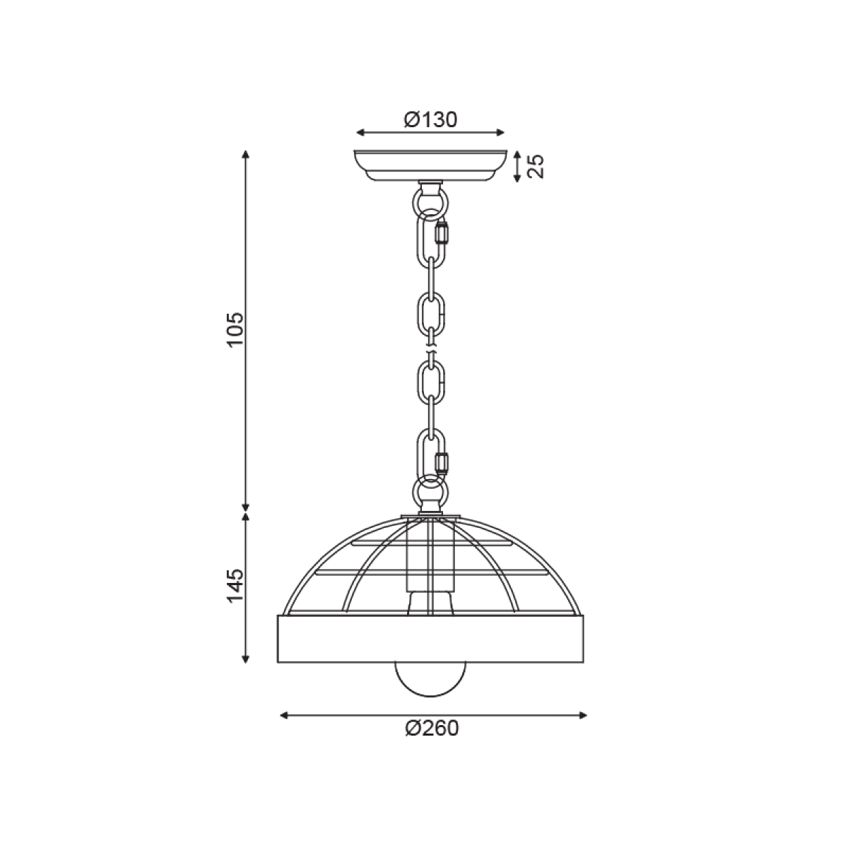 ACA ΚΡΕΜΑΣΤΟ Φ/Σ 1ΧΕ27 ΞΥΛΟ+ΜΑΥΡΟ ΜΕΤΑΛΛΟ D26XH120CM TESLA - Image 2