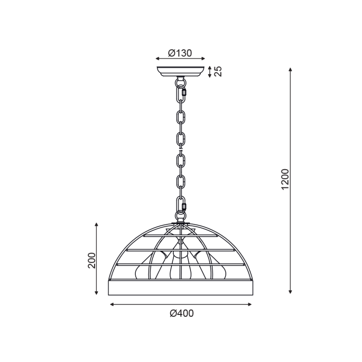 ACA ΚΡΕΜΑΣΤΟ Φ/Σ 3ΧΕ27 ΞΥΛΟ+ΜΑΥΡΟ ΜΕΤΑΛΛΟ D40XH120CM TESLA - Image 2