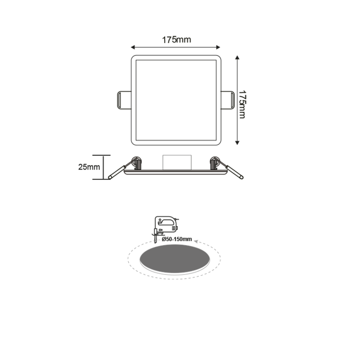 ACA FLEXIBLE W SQUARE LED SLIM PANEL 15W 4000K 1330Lm 230V Φ50-150 120° Ra80 - Image 3