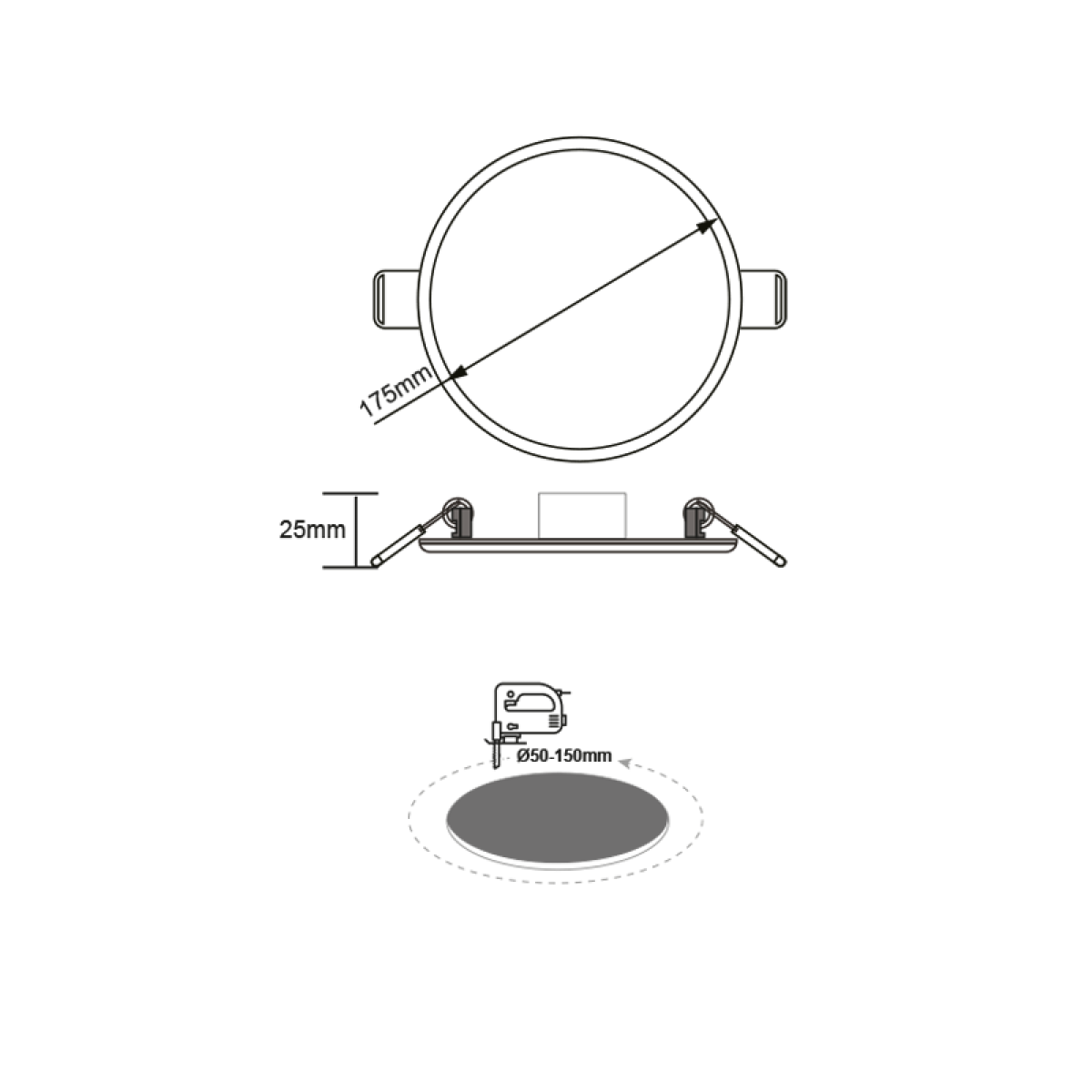 ACA FLEX W ROUND LED SLMPANEL 15W 6000K 1370Lm 230V Φ50-150 120° - Image 3