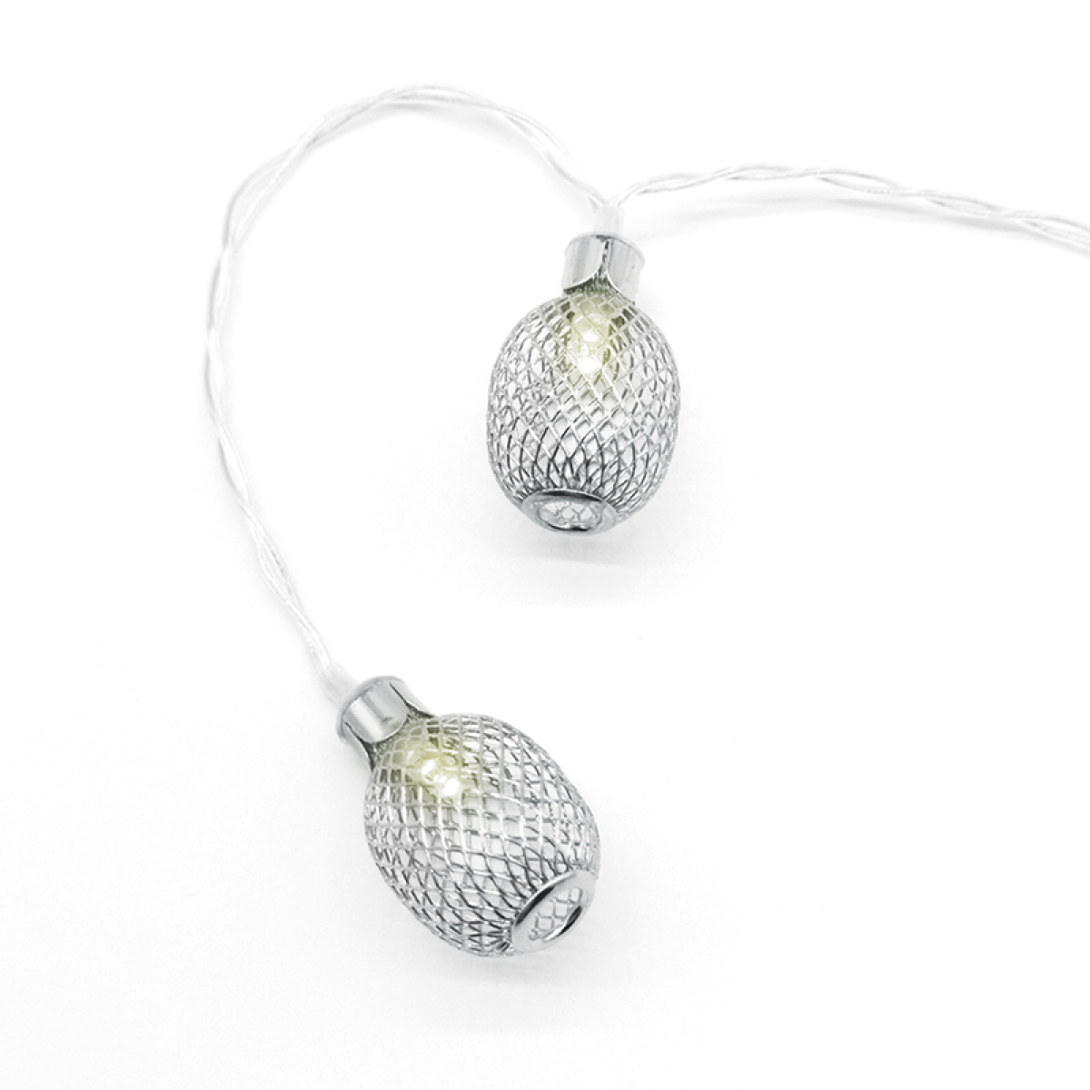ACA  "METAL PINAPPLE" 10LED ΛΑΜΠΑΚ ΣΕΙΡΑ ΜΠΑΤΑΡ.(3xAA)ΘΕΡΜΟ ΛΕΥΚΟ ΑΣΗΜΙ ΜΕΤΑΛΛΟ IP20 135+30cm ΔΙΑΦΑΝ Κ