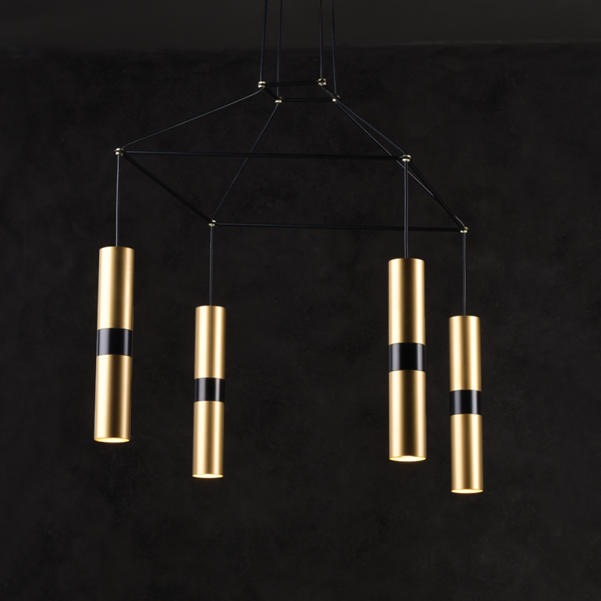 ACA   ΚΡΕΜΑΣΤΟ Φ/Σ 4XGU10 ΟΡΕΙΧΑΛΚΟ ΜΕΤΑΛΛΙΚΟ 56X56XH150CM DA VINCI - Image 2