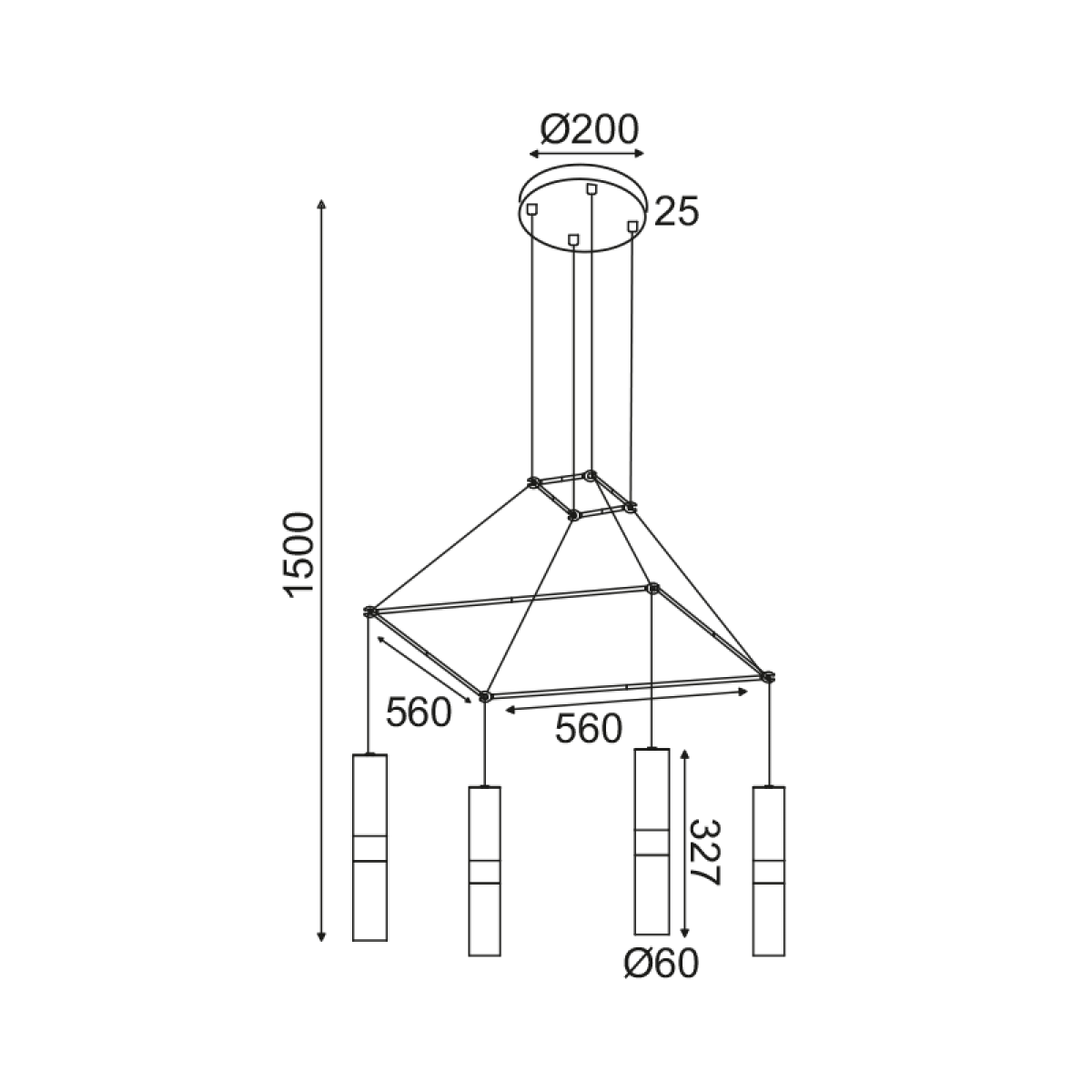 ACA   ΚΡΕΜΑΣΤΟ Φ/Σ 4XGU10 ΟΡΕΙΧΑΛΚΟ ΜΕΤΑΛΛΙΚΟ 56X56XH150CM DA VINCI - Image 3