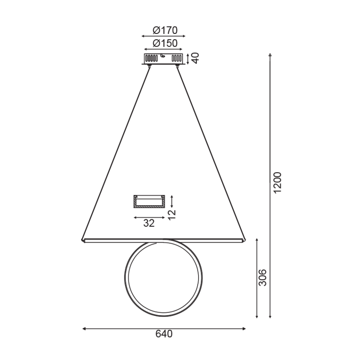 ACA ΚΡΕΜΑΣΤΟ Φ/Σ LED 32W 3000K 1920LM ΧΡΩΜΙΟ ΑΛΟΥΜΙΝΙΟ 64Χ17ΧΗ120CM ZERO - Image 2
