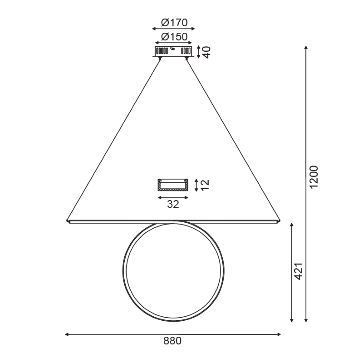 ACA ΚΡΕΜΑΣΤΟ Φ/Σ LED 43W 3000K 2580LM ΟΡΕΙΧΑΛΚΟ ΑΛΟΥΜΙΝΙΟ 88Χ17ΧΗ120CM ZERO - Image 2