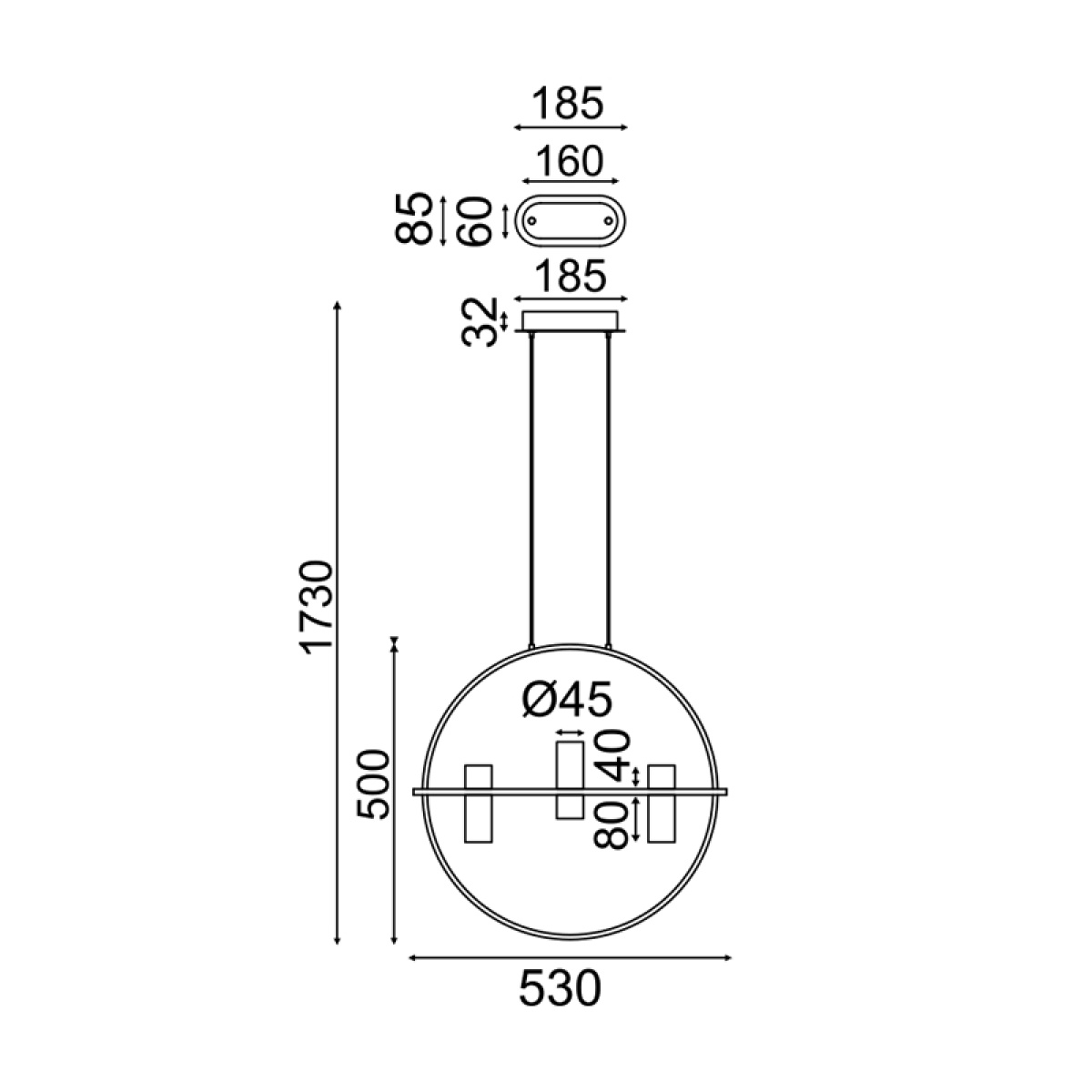 ACA ΚΡΕΜΑΣΤΟ Φ/Σ LED2835 12W ΧΡΩΜΙΟ ΑΛΟΥΜΙΝΙΟ 3000Κ 1080LM D53XH173CM IONIAN - Image 3