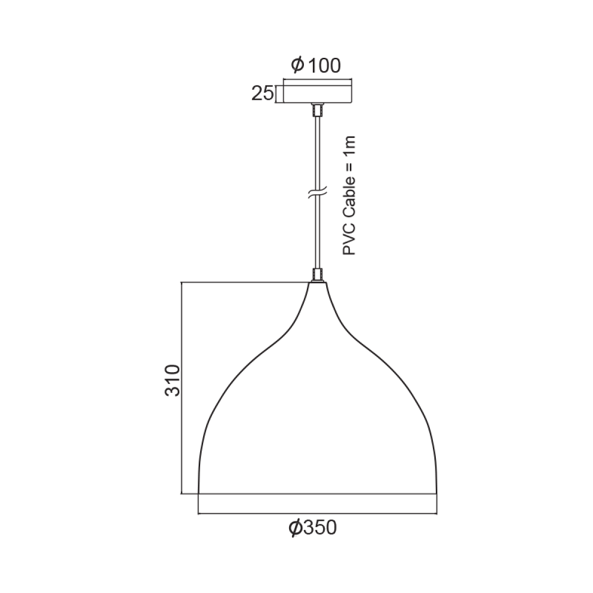 ACA ΜΕΤΑΛΛΙΚΗ ΚΑΜΠΑΝΑ 1ΧΕ27 ΛΕΥΚΗ Φ35χΗ31cm ROXANNE - Image 2