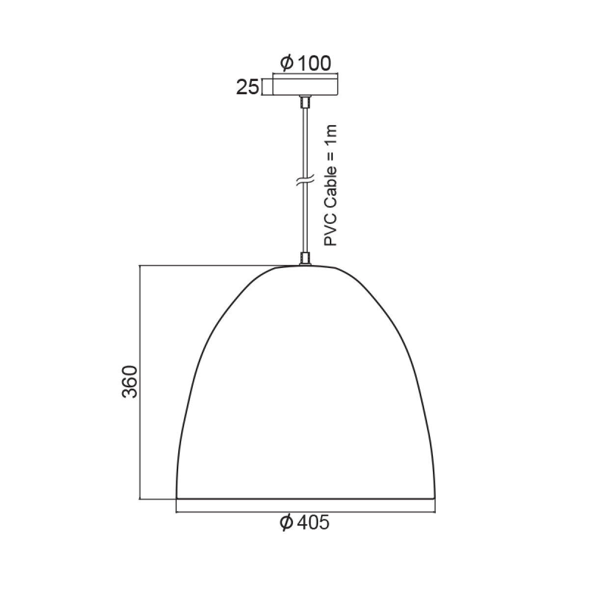ACA ΜΕΤΑΛΛΙΚΗ ΚΑΜΠΑΝΑ 1XE27 ΛΕΥΚΗ Φ40χΗ36cm OTHELLO - Image 2