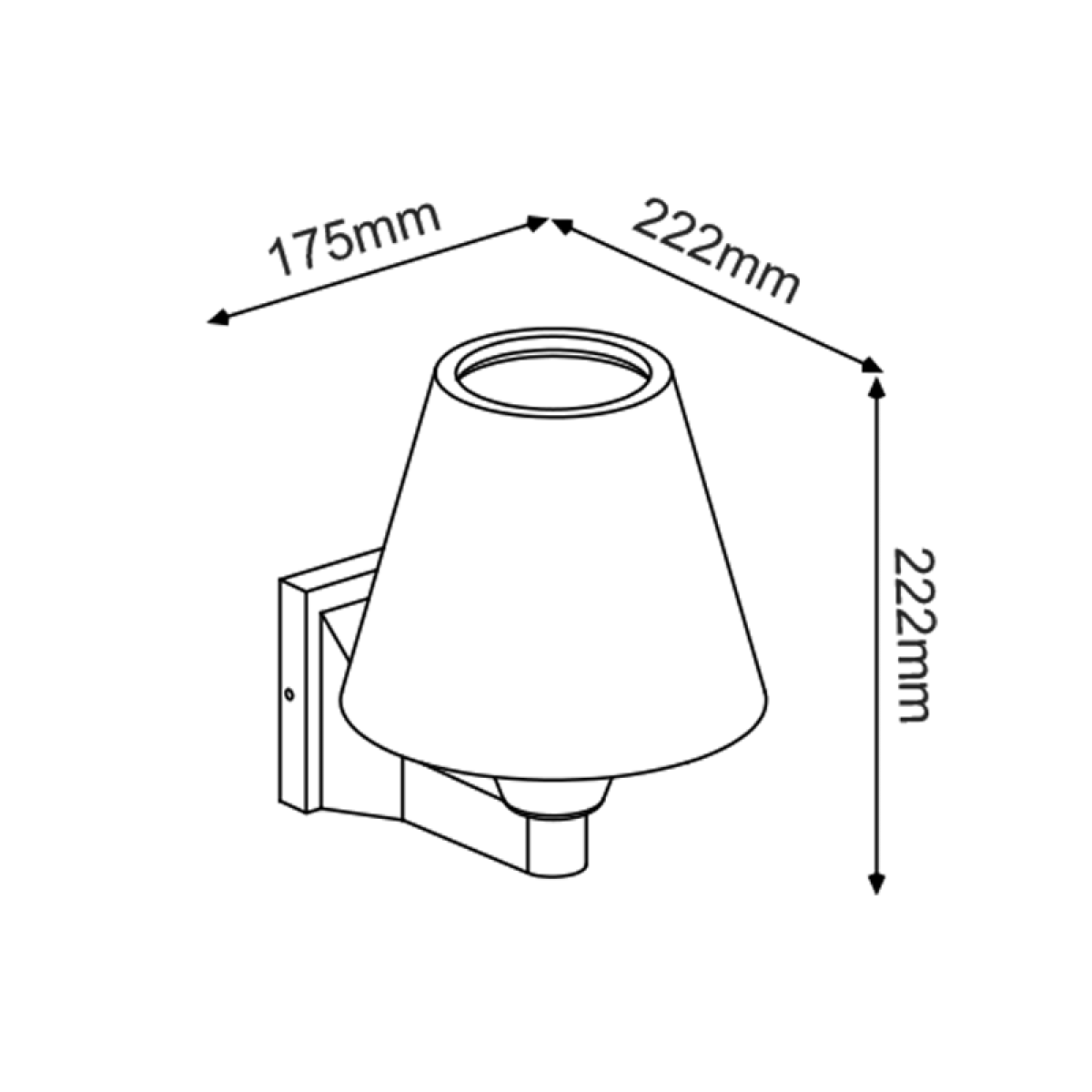 ACA E27 WALL LUMINAIRE 230V AC DARK GREY IP65 MAX.15W LED LAMP - Image 2