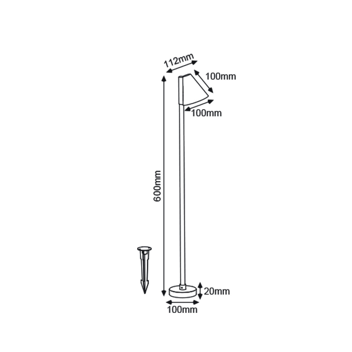 ACA GU10 POST LUMINAIRE 230V AC DARK GREY IP65 MAX.20W WITH SPIKE AND BASE - Image 2