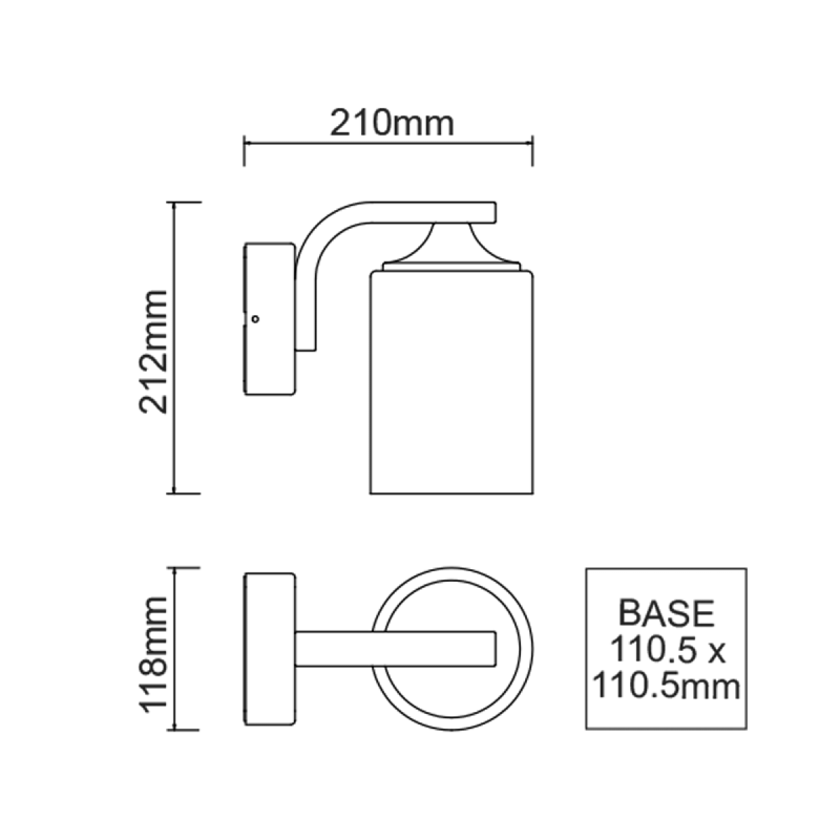 ACA E27 WALL LUMINAIRE 230V AC DARK GREY IP54 MAX.60W - Image 2
