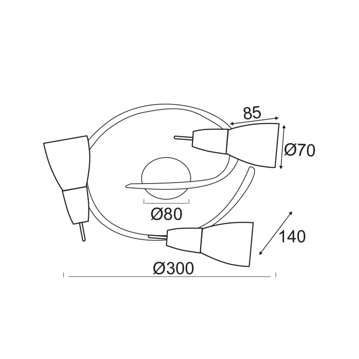 ACA ΣΠΟΤ ΙΙI ΓΥΑΛΙ ΜΠΡΟΝΖΕ 3Χ40W E14 KAMET - Image 2