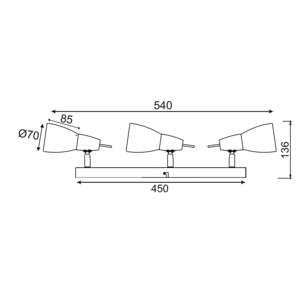 ACA ΣΠΟΤ ΙΙΙ ΜΠΑΡΑ ΓΥΑΛΙ ΝΙΚΕΛ ΜΑΤ 3Χ40W E14 KAMET - Image 2