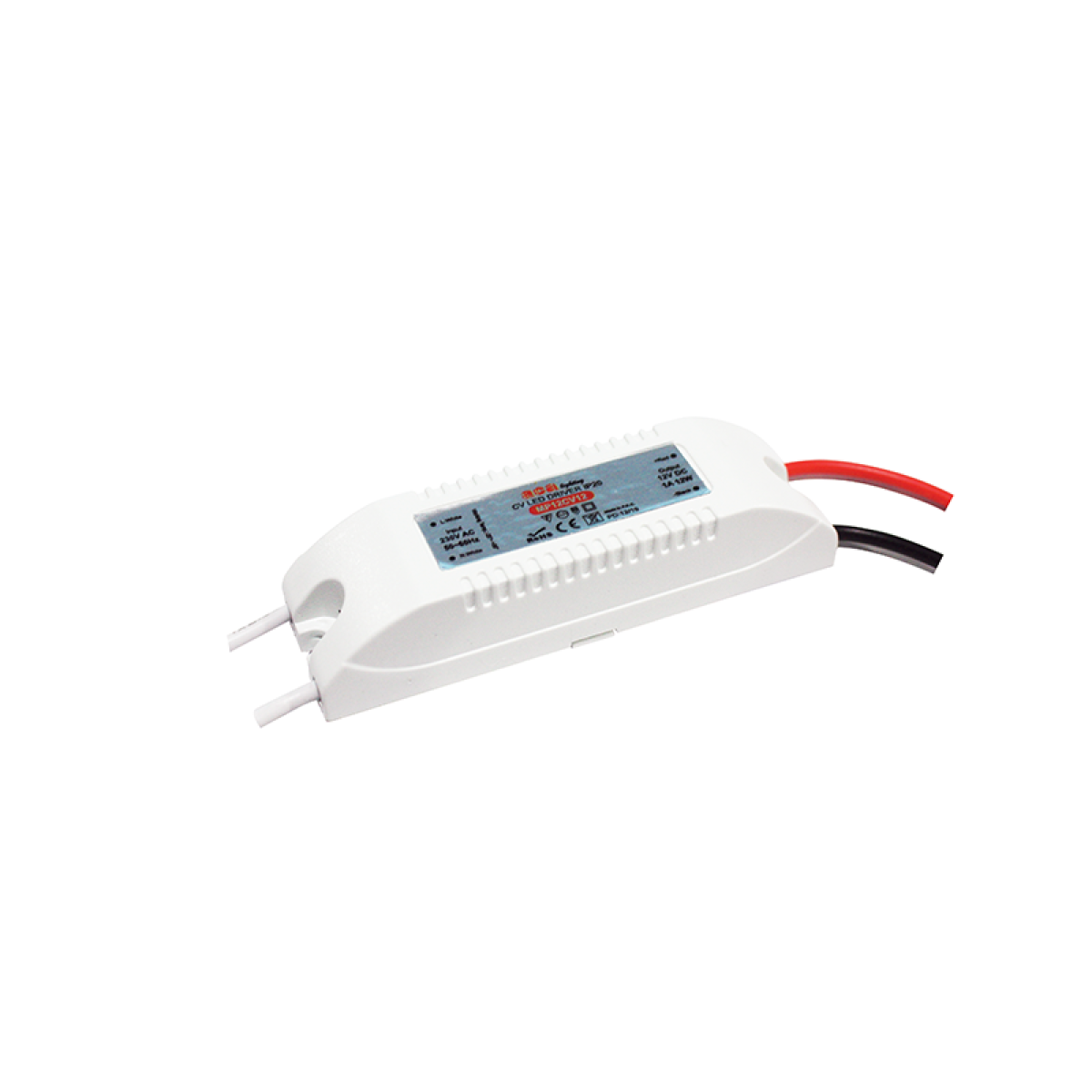 ACA MINI PLASTIC CV LED DRIVER 12W 230V AC-12V DC 1A IP20 WITH CABLES