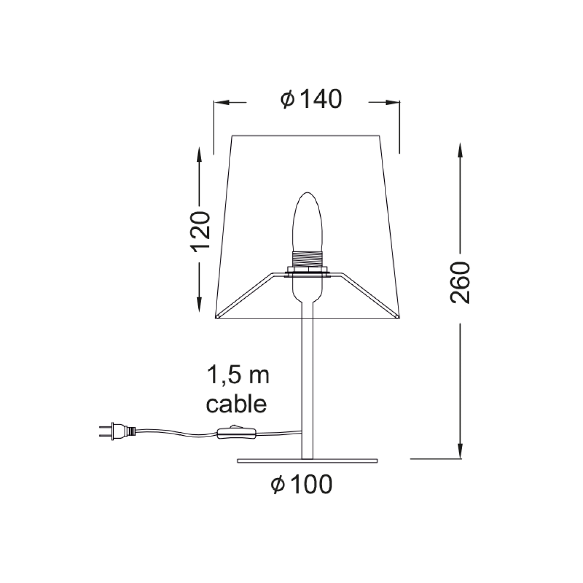 ACA ΠΟΡΤΑΤΙΦ ΥΦΑΣΜΑ ΛΕΥΚΟ 1X40W E14 H28CM ARIOSO - Image 2