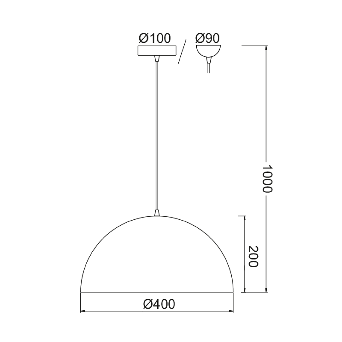ACA ΚΡΕΜΑΣΤΟ Φ/Σ 1XE27 ΜΕΤΑΛΛΙΚΟ ΜΑΥΡΟ Φ40cm MELINA - Image 2