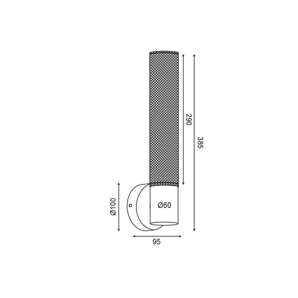 ACA ΕΠΙΤΟΙΧΟ Φ/Σ 1ΧΕ27 ΜΑΥΡΟ ΜΕΤΑΛΛΙΚΟ 10Χ10X39CM ALCATRAZ - Image 2